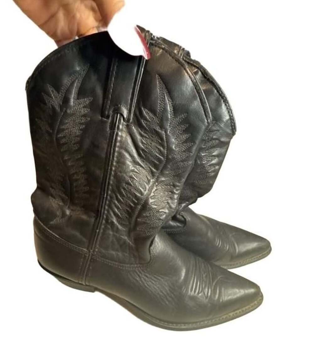 Vintage Capezio Black Leather Cowboy Boots Made In USA 8.5 women